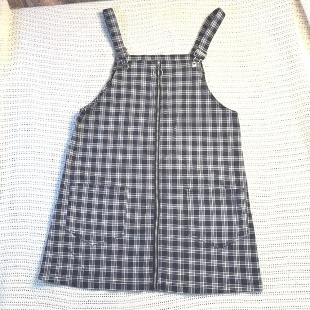 H&M Divided Plaid Zip-Front Pinafore Dress Size 14UK 42EUR